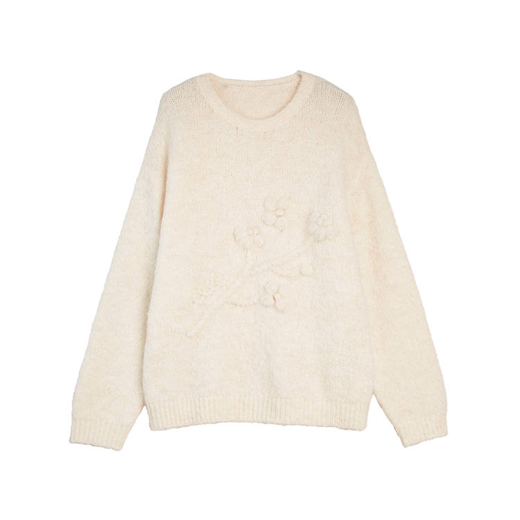 ELLE Sweaters Women's Ecru Crew Neck Moderate Other