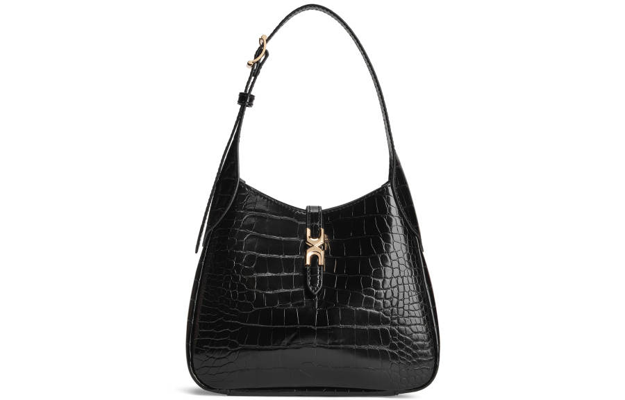 CHARLES&KEITH Pu Hobo Bag One Shoulder Bag Small Women's Black Croco Black