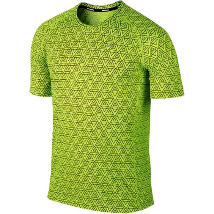 Nike Nike MILER T Shirts Men's Neon Yellow Crew Neck Moderate