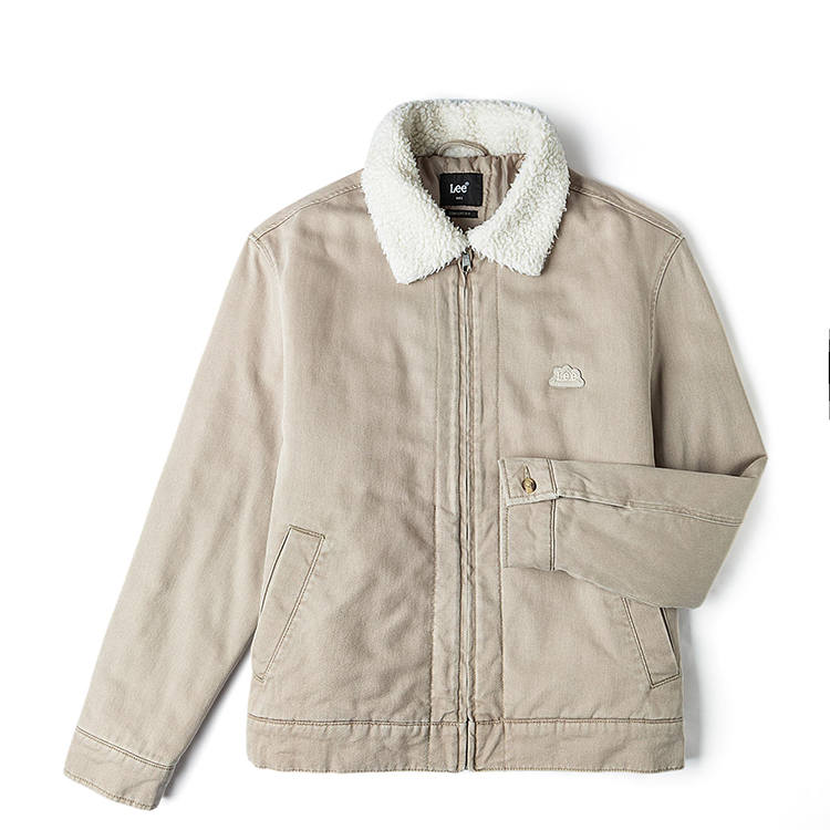 Lee Lee Puffer Jackets Men's Beige Fur Collar Moderate Cargo Puffer Jacket