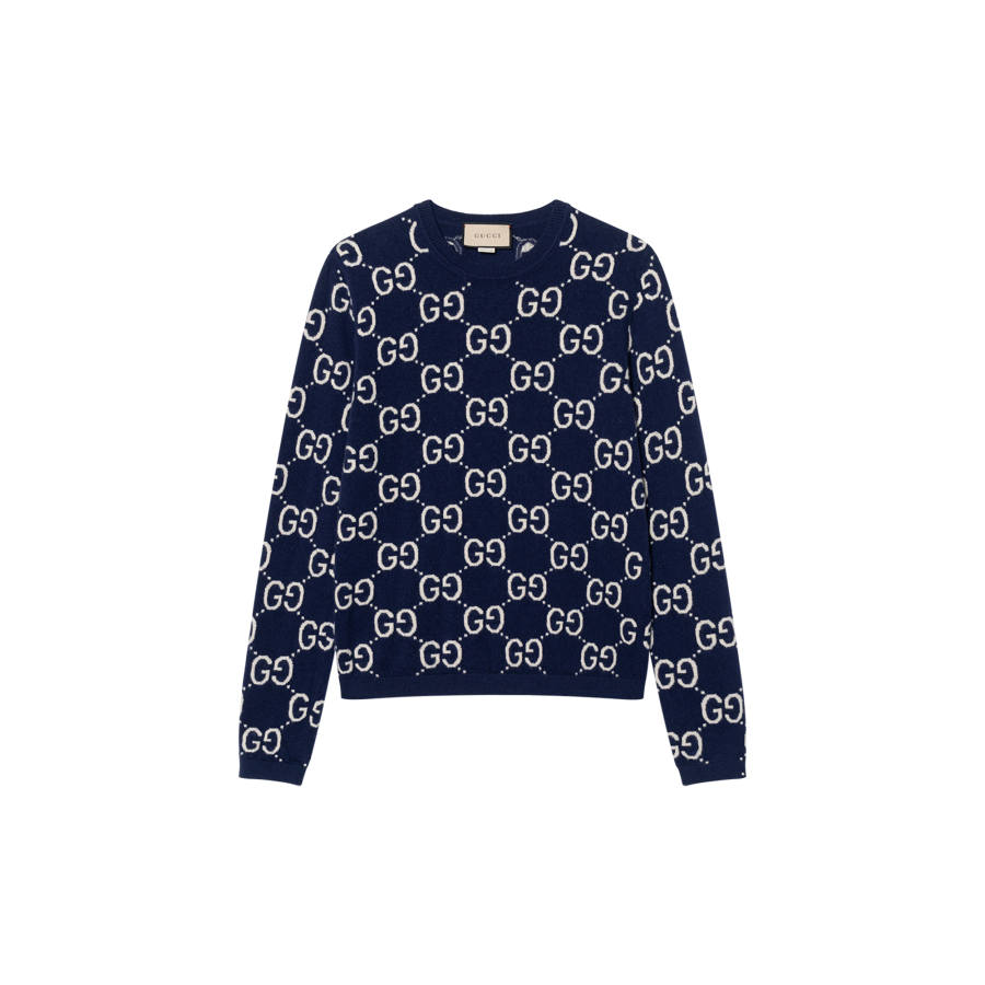 GUCCI GG All Over Crewneck Sweater Navy