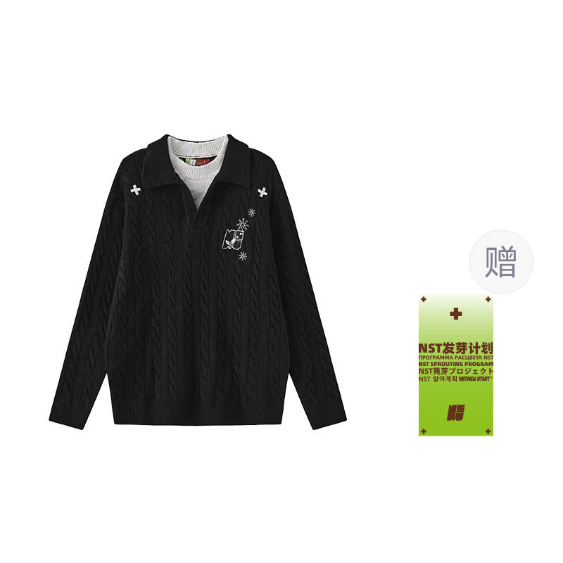 NSTNEW START Knitwear Unisex Lapel Moderate Mock Two Piece