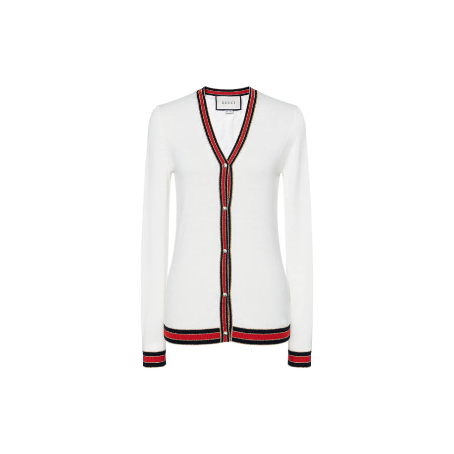 GUCCI Knitwear Women's White V Neck Moderate