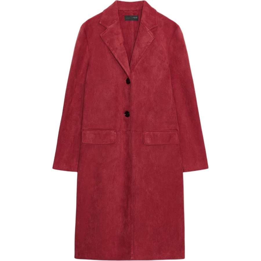 ZARA Coats Women's Dark Red Lapel Moderate