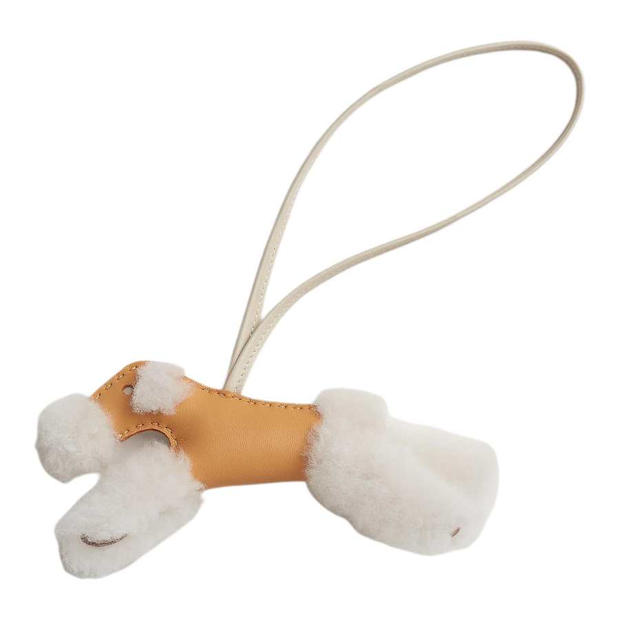 HERMES Hermès Budy Merino Wool With Milo Lambskin Bag Charm Bag Merch Women's Light Beige & Straw & Chalk White