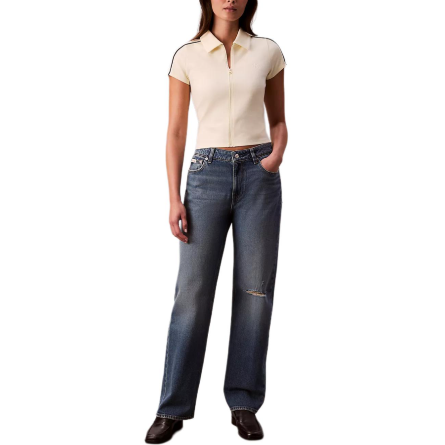 Calvin Klein Jeans Women's Blue Moderate Straight Fit Pants
