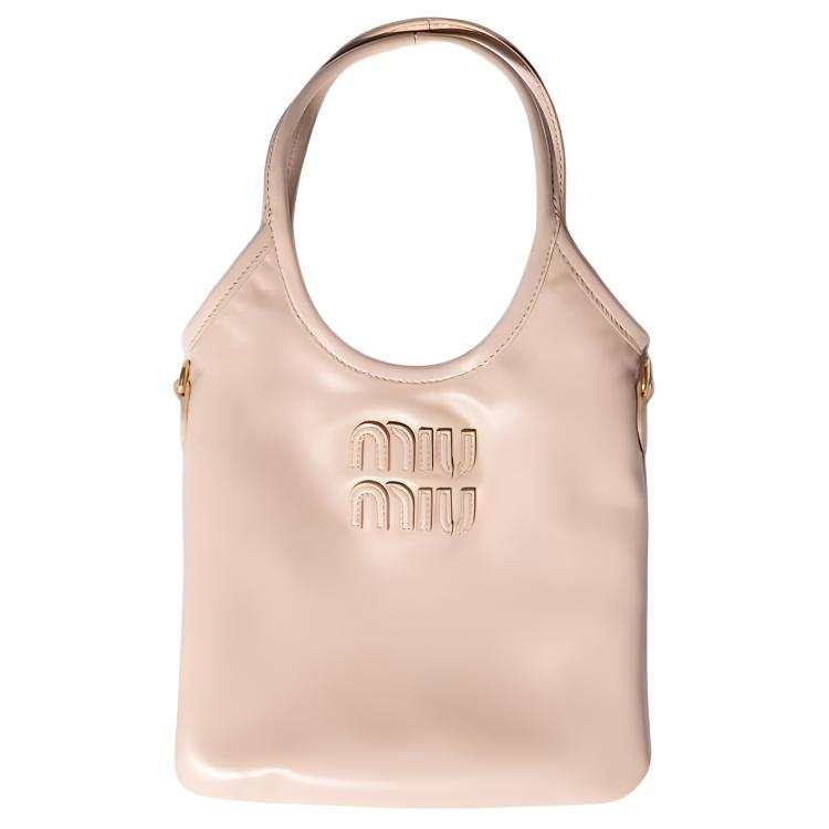 MIU MIU Ivy Cow Leather Handbag Small Women's Nude Pink