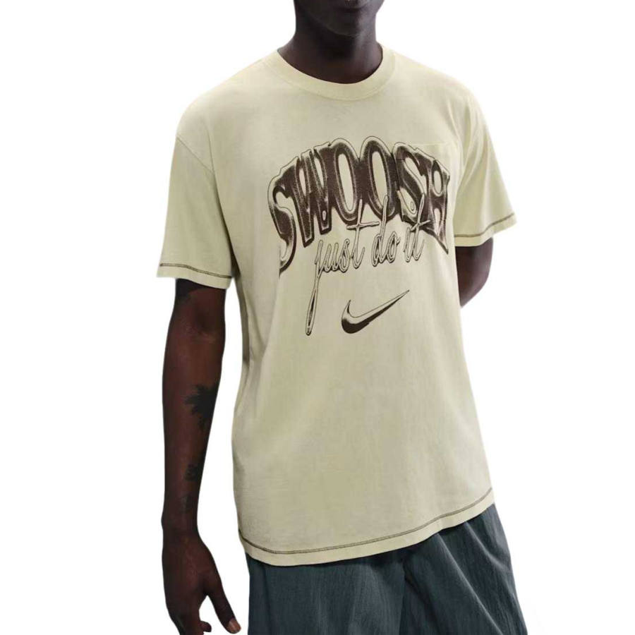 Nike Nike Sportswear T Shirts Men's Light Khaki Crew Neck Moderate