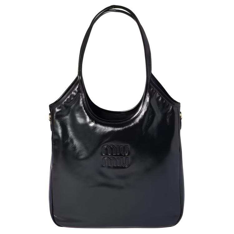 MIU MIU Ivy Leather Handbag Large Women's Black