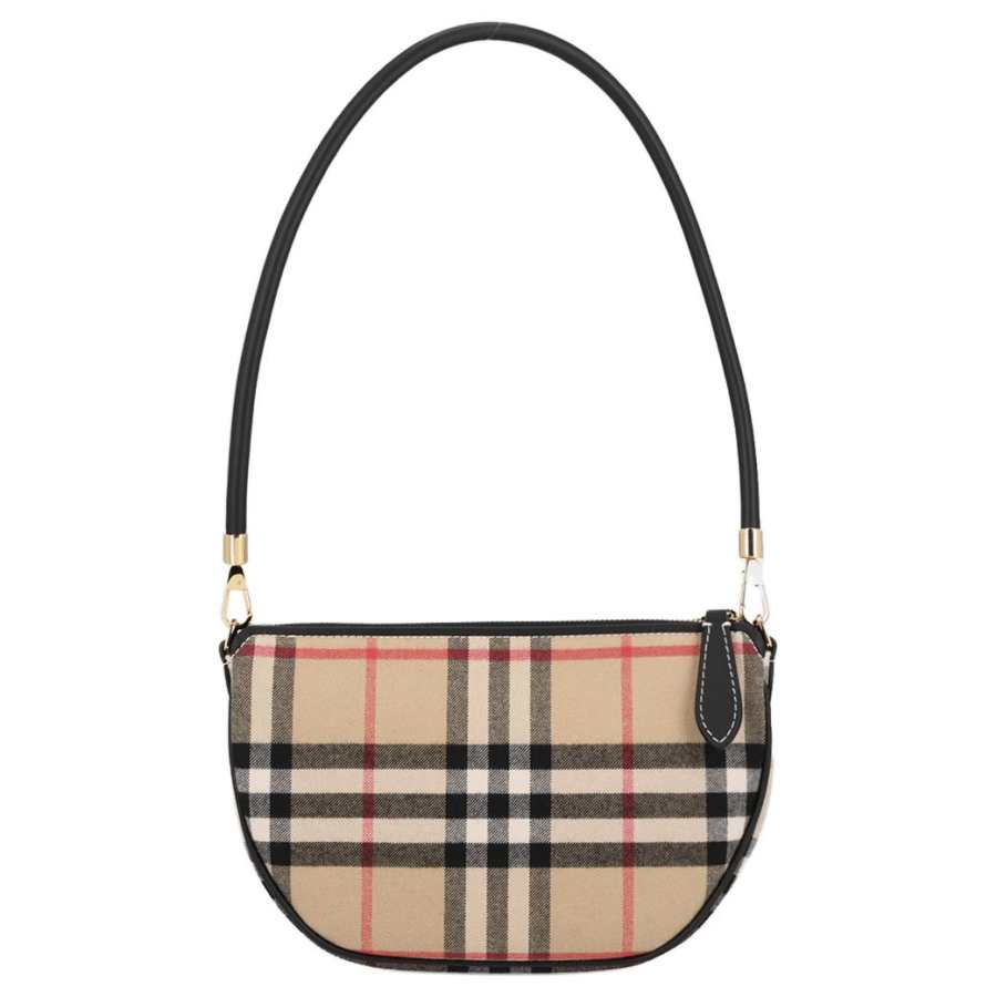 Burberry Olympia Cotton With Cow Leather Handbag, Shoulder Bag Women's Beige