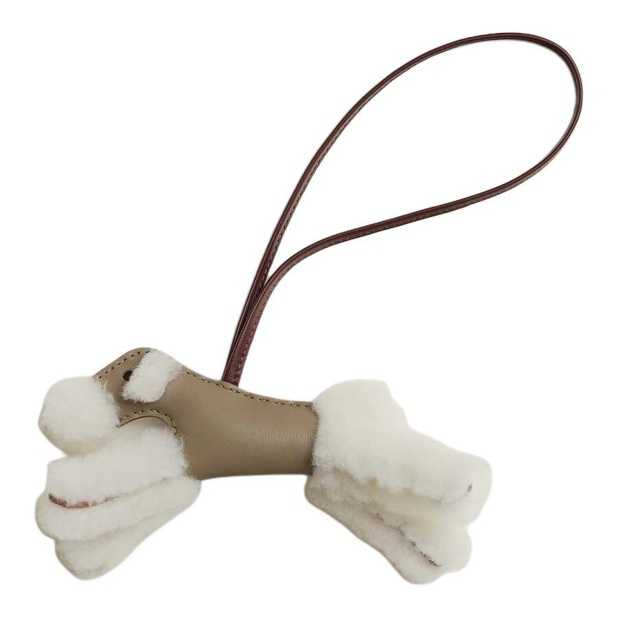 HERMES Hermès Budy Merino Wool With Milo Lambskin Bag Charm Bag Merch Women's Light Beige & Maida & Earth Yellow
