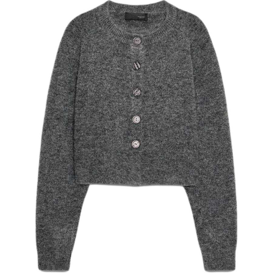 ZARA Knitwear Women's Medium Gray Crew Neck Moderate Cardigan