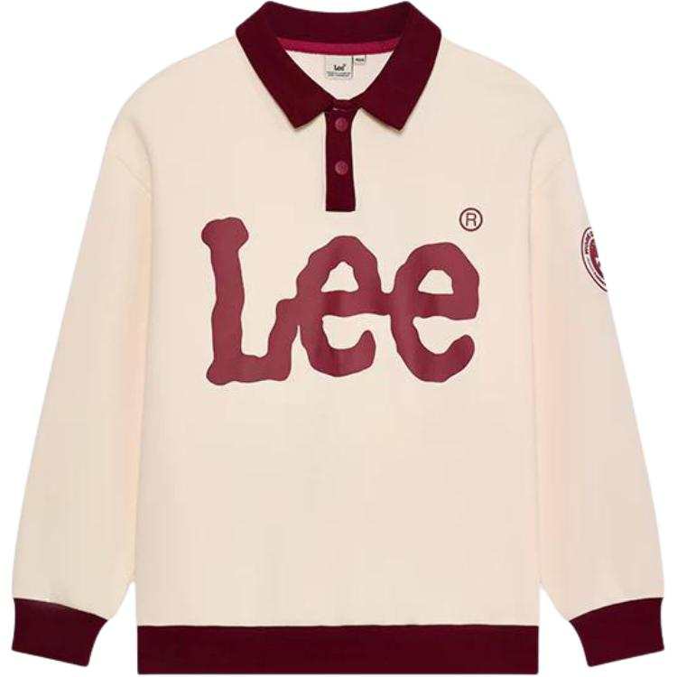 LEE KIDS Sweatshirt Fleece Lined Thermal Antibacterial Comfortable Letter Semi Open Collar Small Lapel Preppy Style