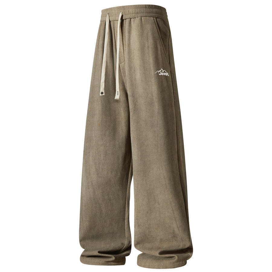 Jeep Casual Pants Unisex Thickened And Fleece Lined Straight Fit Pants