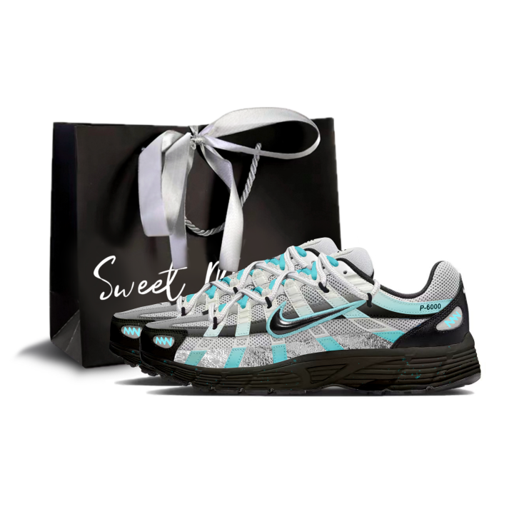 Nike Nike P 6000 Abrasion Resistant Low top Running Shoes Unisex Black Cyan