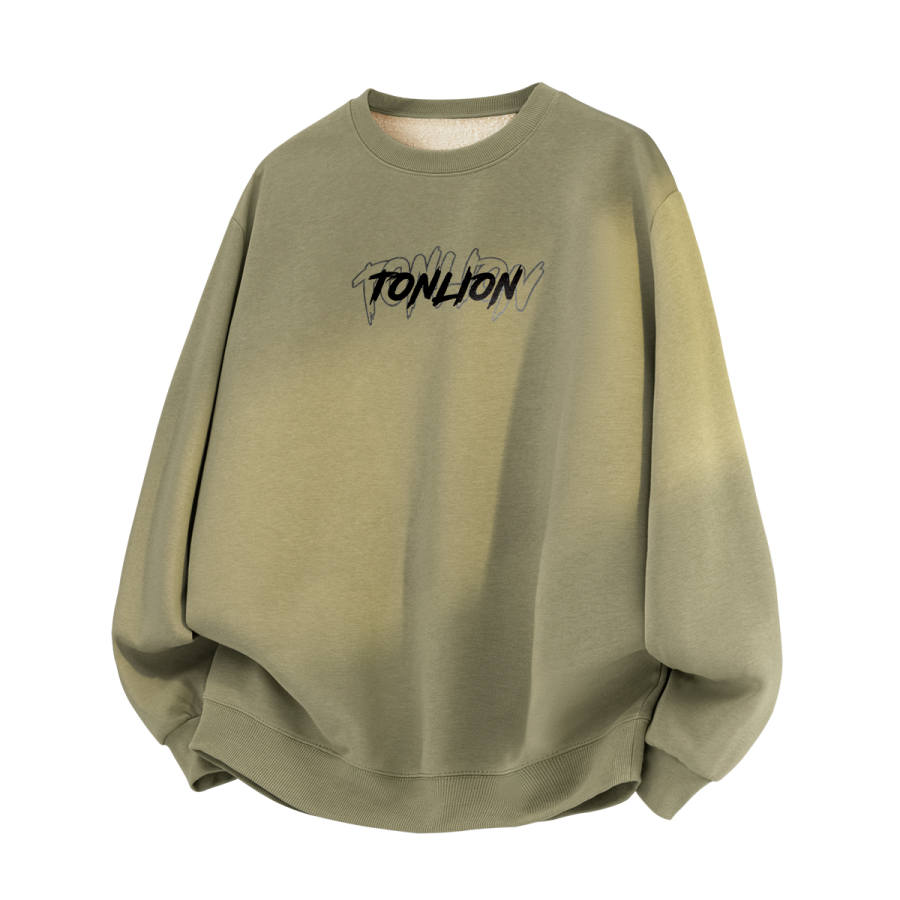 Tonlion Sweatshirts Unisex Crew Neck Thickened Heavyweight