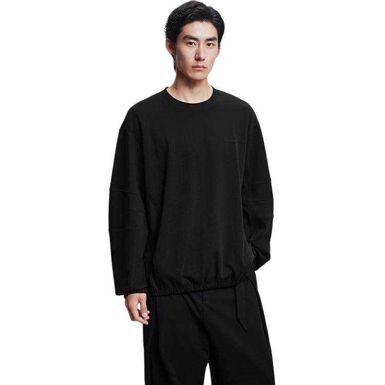 PEACEBIRD MEN Sweatshirts Men's Black 1 Crew Neck Moderate