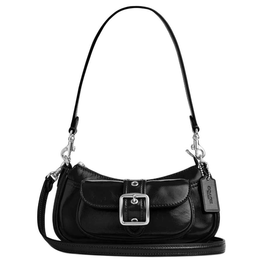 COACH Ashton Wrinkle Leather Shoulder Bag Mini Women's Black