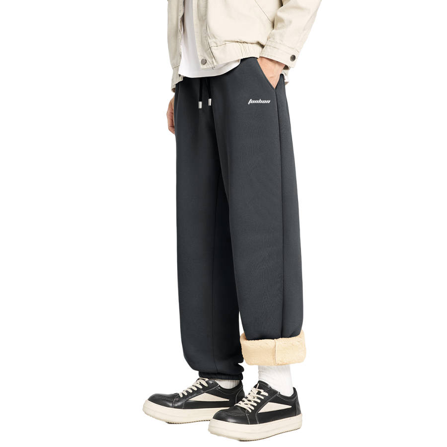 Tonlion Casual Pants Unisex Thickened And Fleece Lined Sweatpants