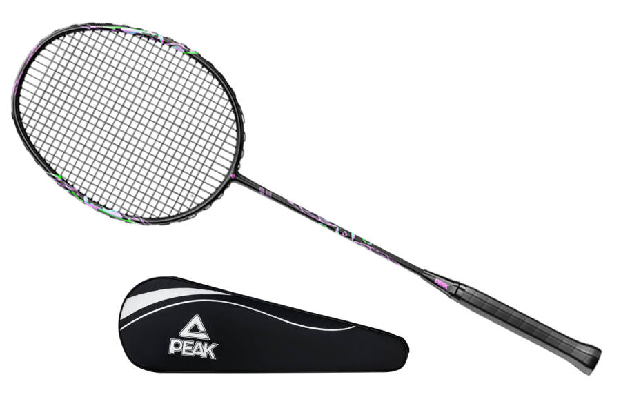 PEAK Full Carbon Badminton Rackets Control Type All around Defense Upper Class 675mm Unisex 4U/G6 Black Purple