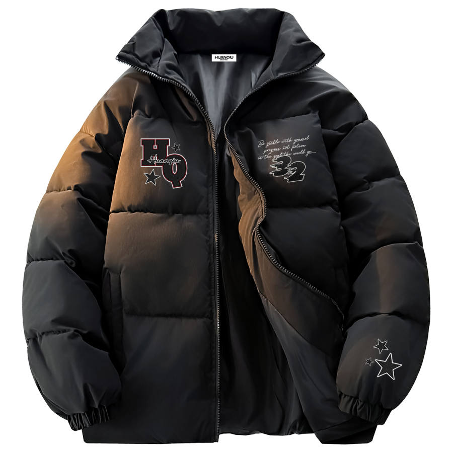 HUANQIU Puffer Jackets Unisex Stand Collar Thickened Padded Puffer Jacket
