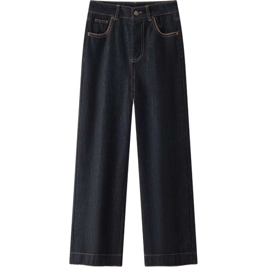 Semir Jeans Women's Original Denim 98101 Thickened And Fleece Lined Wide Leg Pants