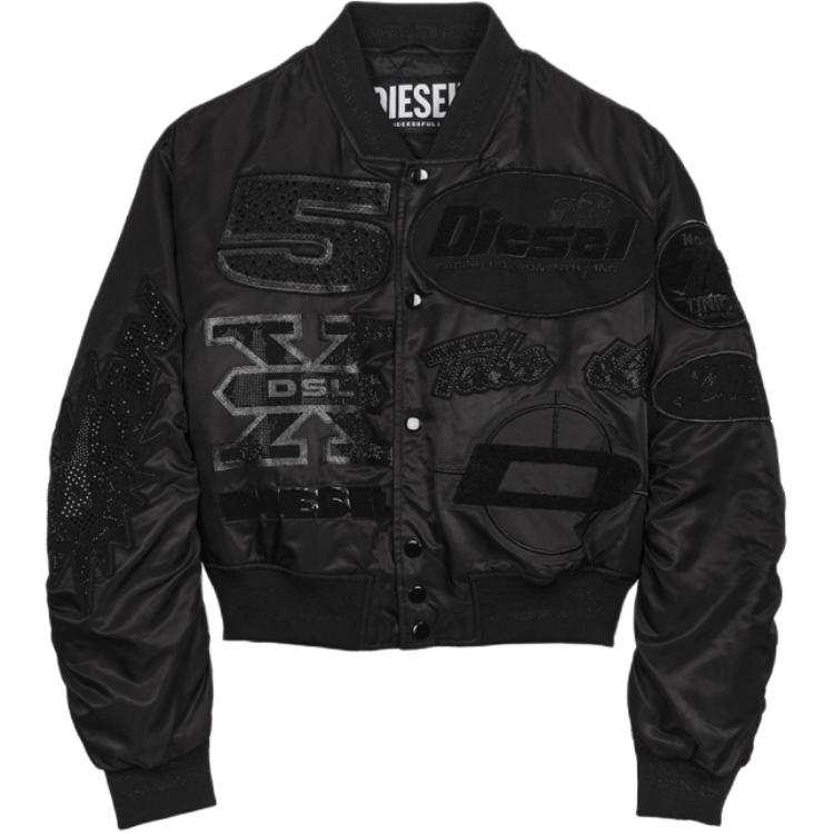 DIESEL Baseball Jerseys Women's Black Baseball Collar Moderate