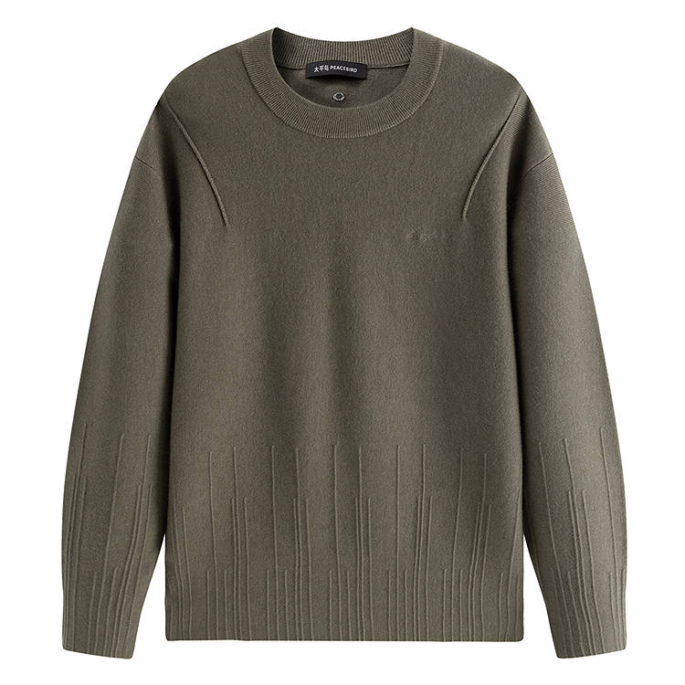 PEACEBIRD MEN Sweaters Men's Shale Green 1 Crew Neck Moderate