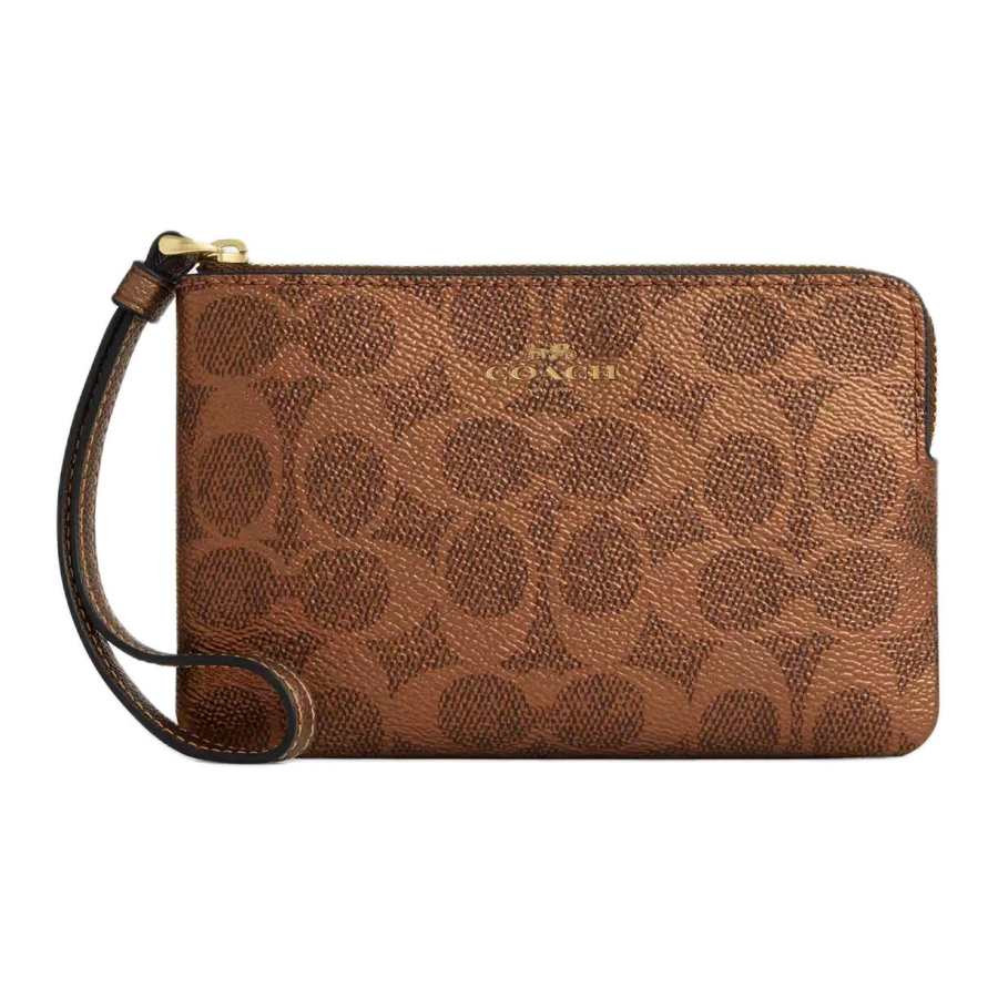 COACH Coated Canvas And Leather Clutch Small Women's Gray