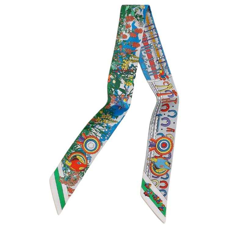 HERMES Scarves Women's Green/Blue/Yellow