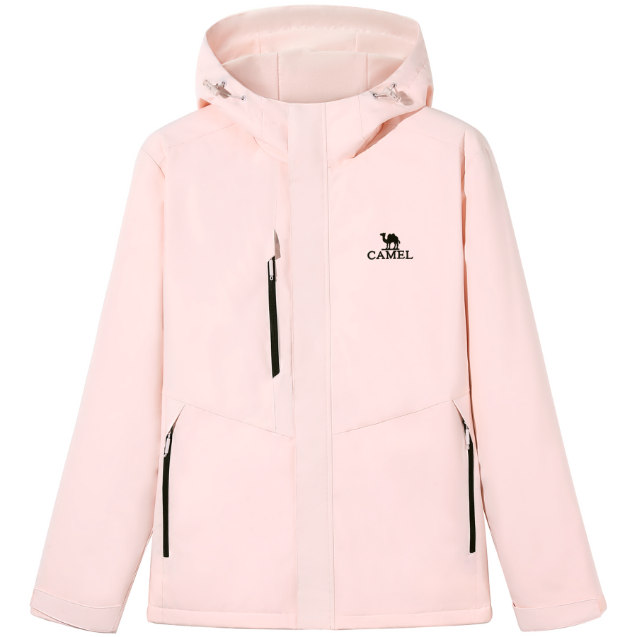 CAMEL Urban Function Series Thickened And Fleece Lined Hooded Loose Fit Letter Print Zippers Long Sleeved