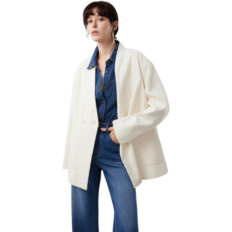 ELLE Puffer Jackets Women's Ecru Thickened Quilted Padded Jacket