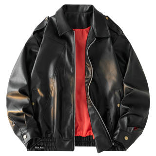 Mackyo Leather Jackets Unisex Lapel Thickened