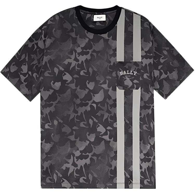 BALLY T Shirts Men's Camouflage Crew Neck Moderate Straight Fit