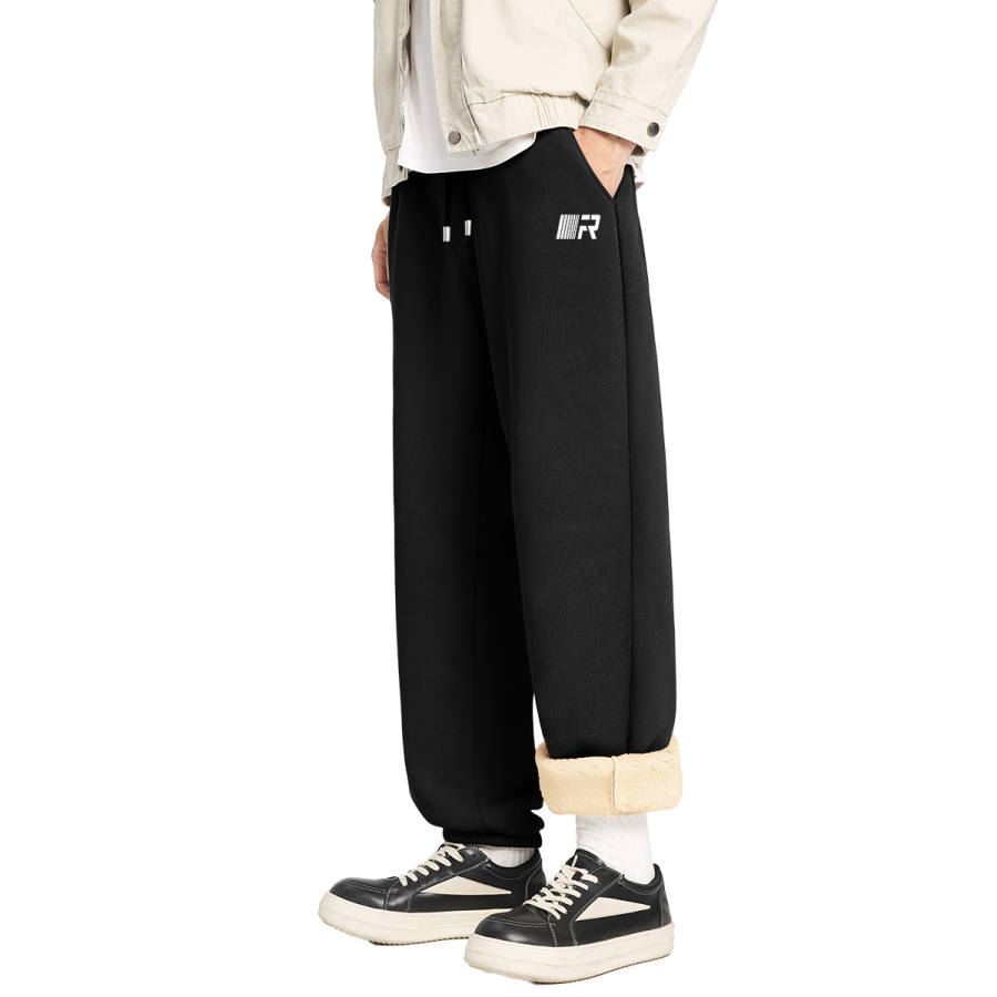 Tonlion Casual Pants Unisex Thickened And Fleece Lined Cuffed Pants