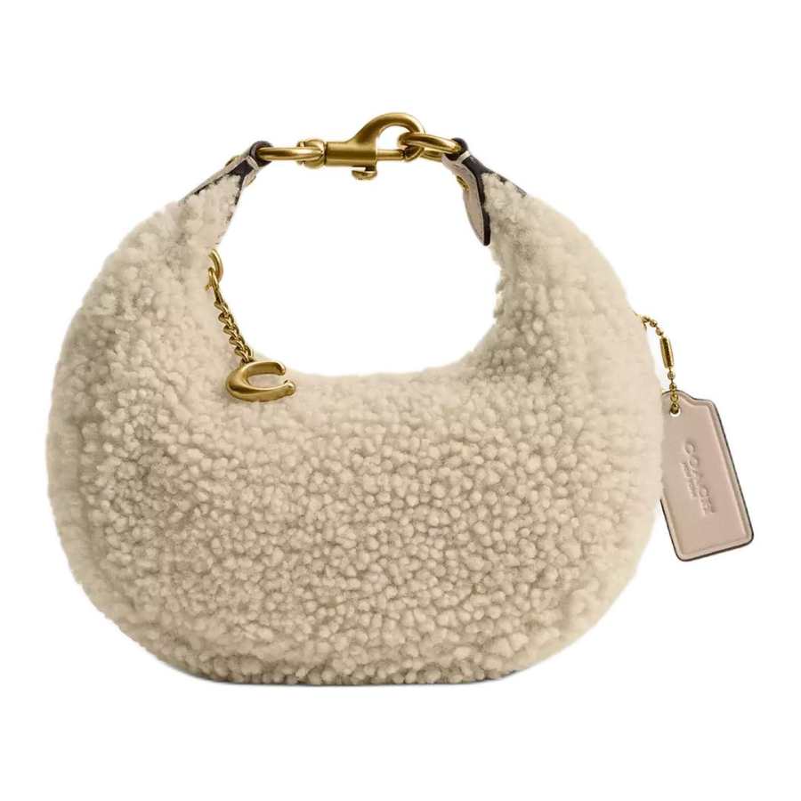 COACH JONIE Sherpa And Tanned Leather Handbag Small Women's Beige