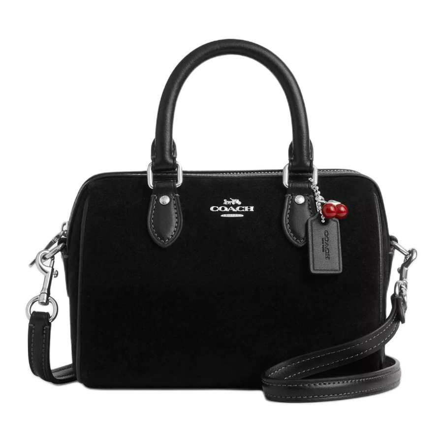 COACH Rowan Suede And Smooth Leather Crossbody Handbag Small Women's Black
