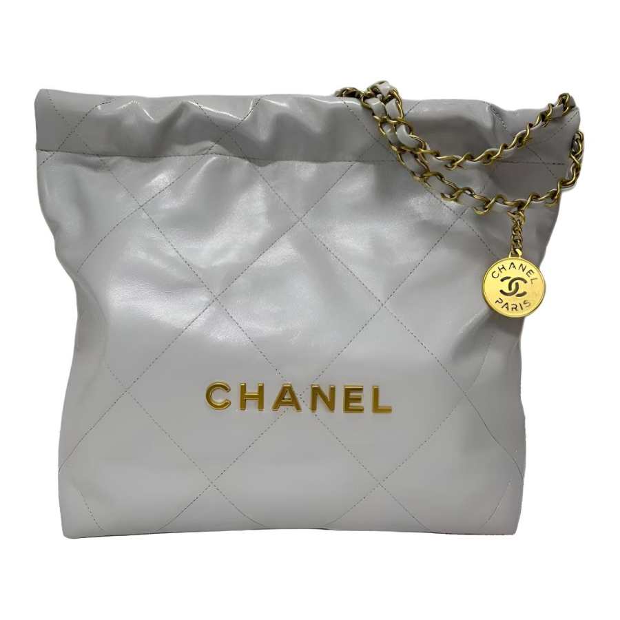 CHANEL 22Bag Cow Leather Hobo Bag Crossbody Bag Small Women's Gray