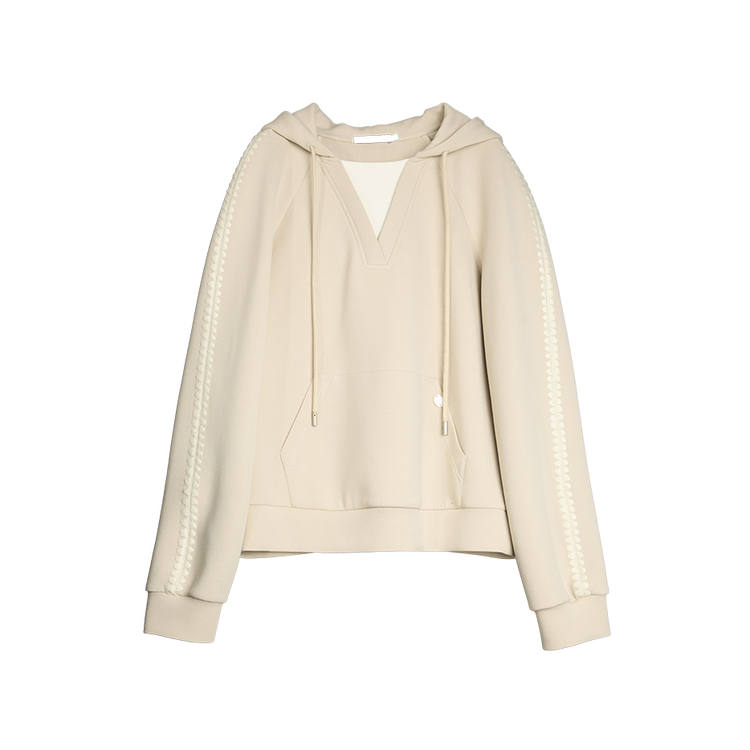 ELLE Sweatshirts Women's Light Khaki Hooded Moderate