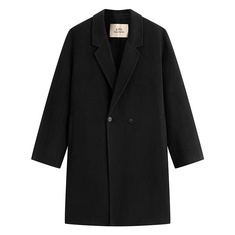 PEACEBIRD MEN Coats Men's Black 1 Lapel Moderate