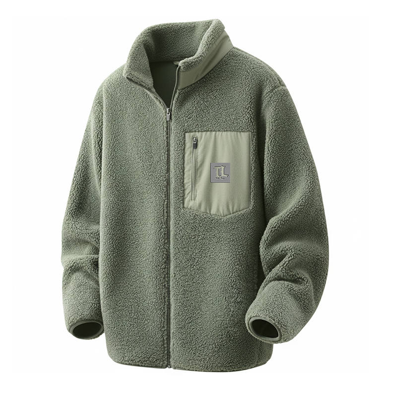 Tonlion Jackets Unisex Stand Collar Fleece Lined Other