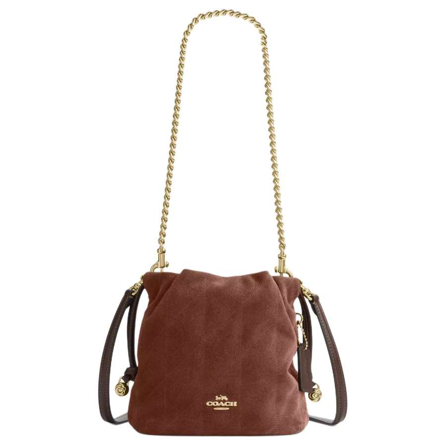COACH Faye Suede With Smooth Leather Crossbody Bag, Shoulder Bag Mini Women's Vintage Brown