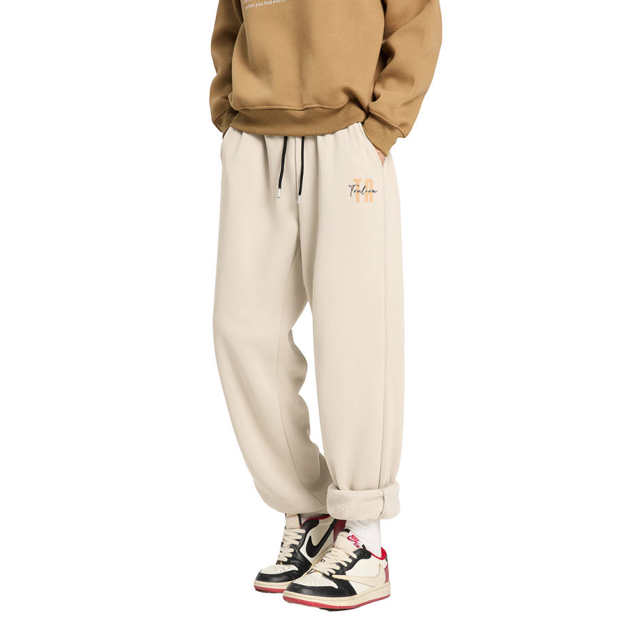 Tonlion Casual Pants Unisex Thickened And Fleece Lined Sweatpants