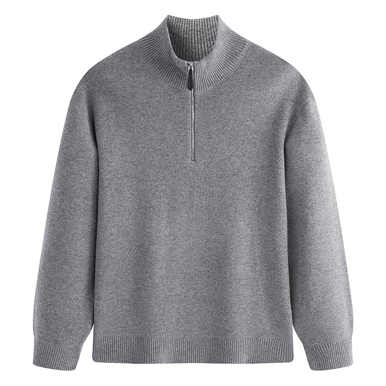PEACEBIRD MEN Sweaters Men's Black Gray 1 Half Turtleneck Moderate