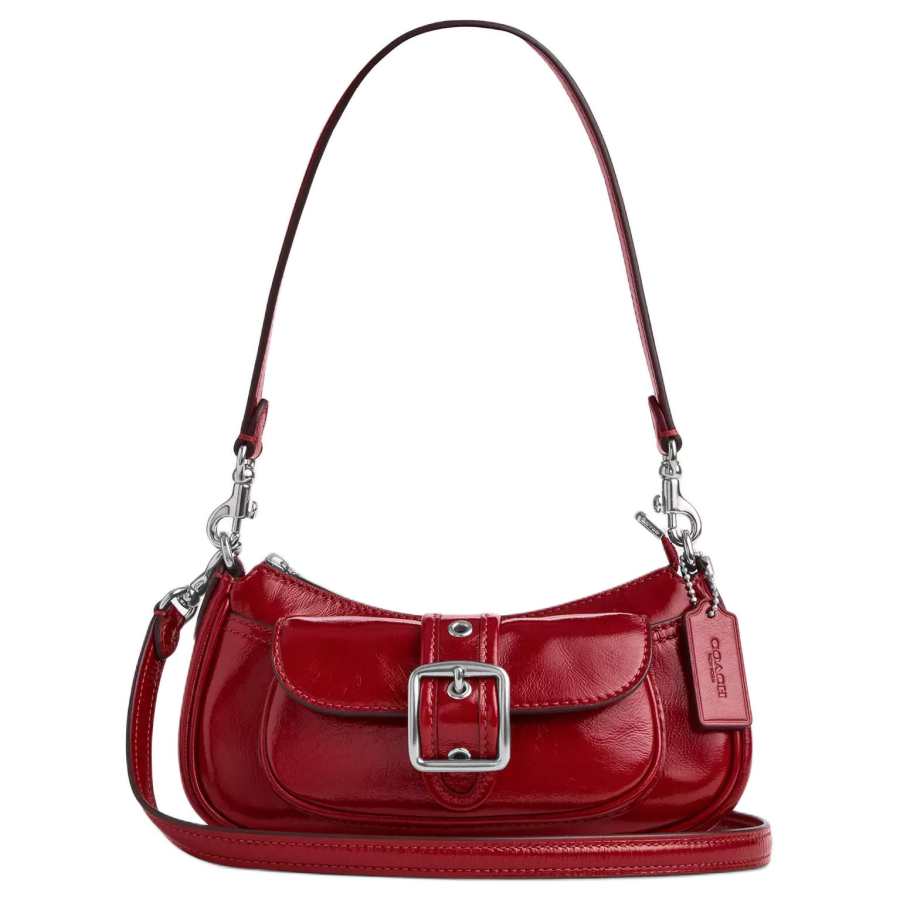 COACH Ashton Leather Shoulder Bag Mini Women's Dark Rosefinch