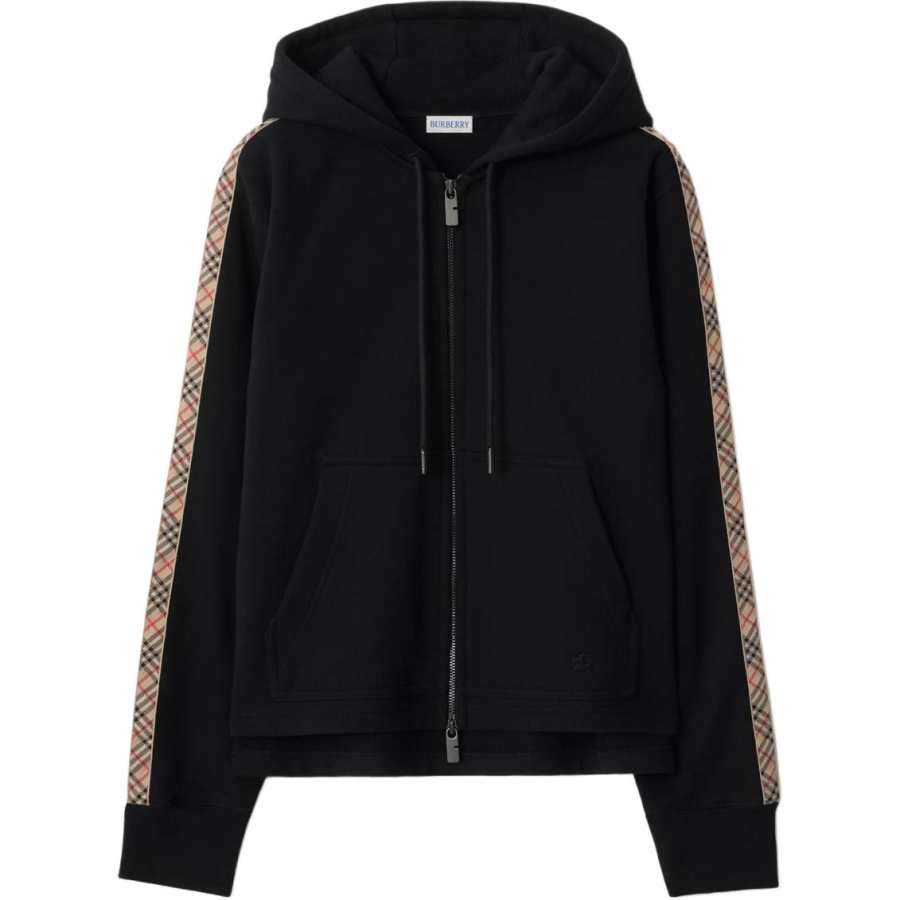 Burberry Check Trim Zip-Up Hoodie