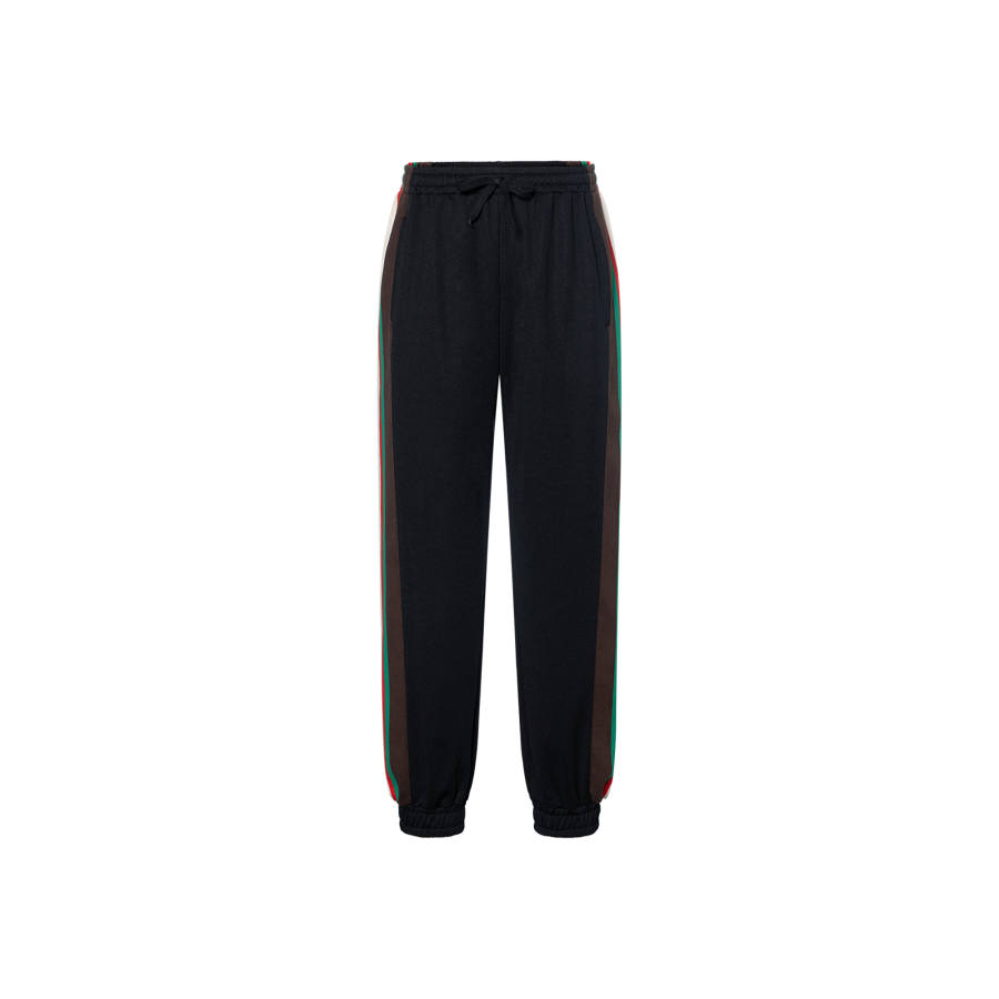 GUCCI Knitted Sweatpants Men's Black Moderate Cuffed Pants
