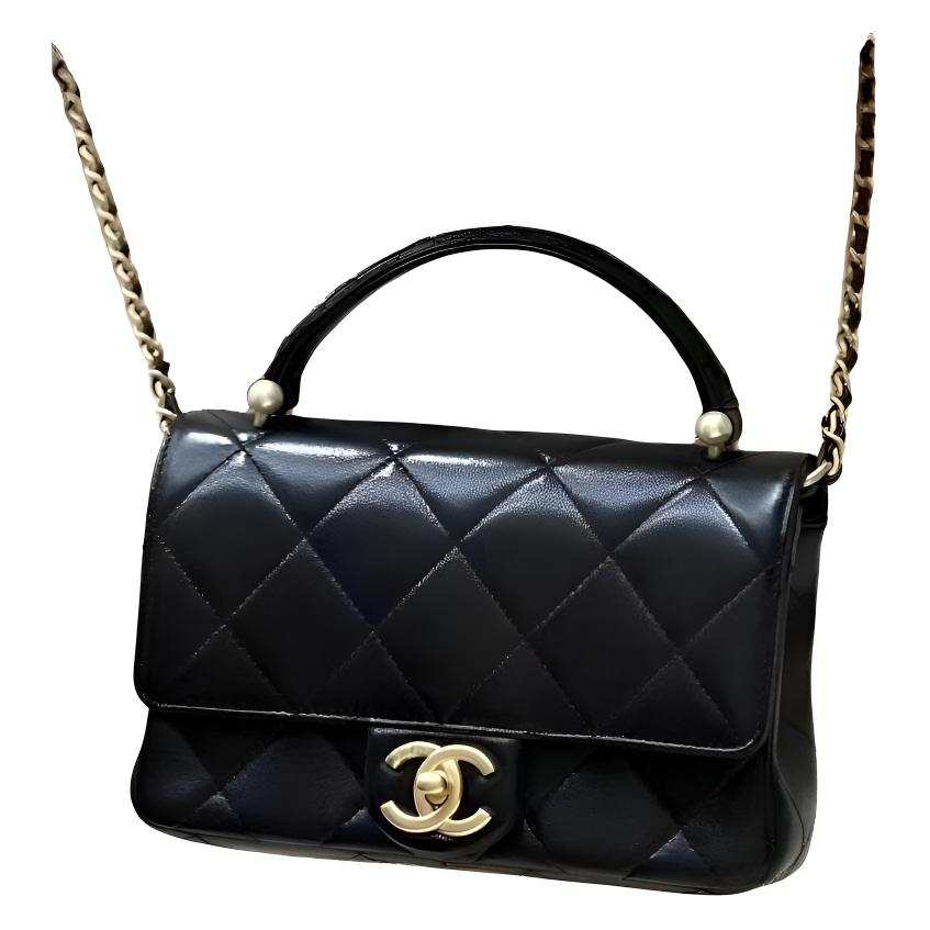 CHANEL Lambskin One Shoulder Handbag Mini Women's Black