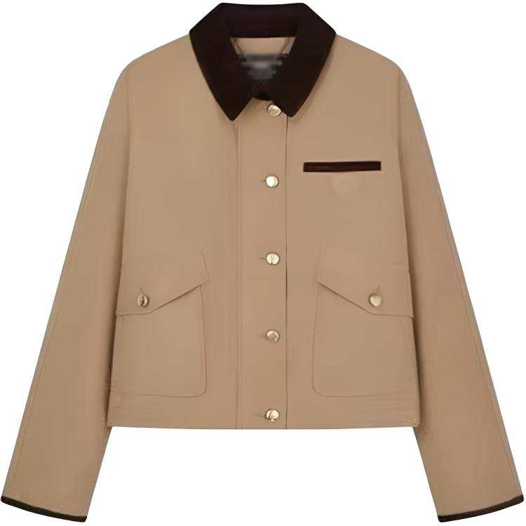 VENICEW Jackets Women's Khaki With VN Brand Sticker Lapel Moderate Pilot