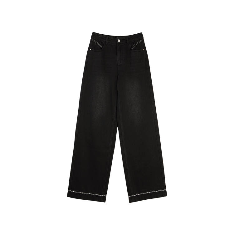 ELLE Jeans Women's Black Moderate Straight Fit Pants